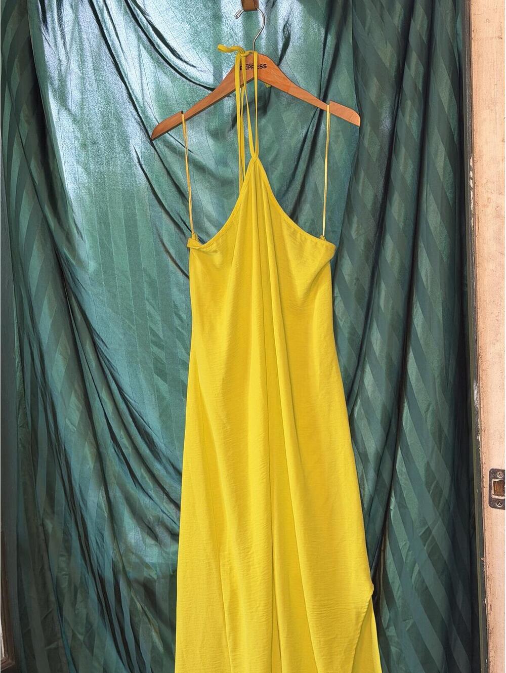 Vince Camuto Yellow Midi Slip Dress Spaghetti Strap